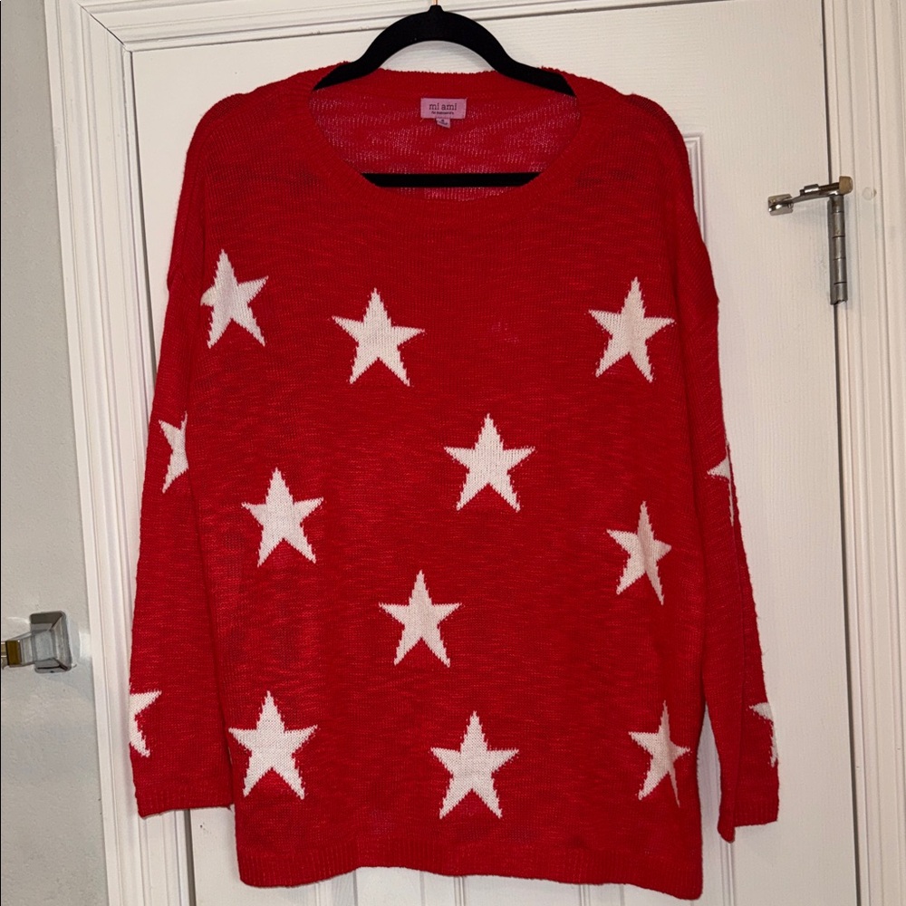 Miami by Francesca’s Vibrant Red Starry Sweater
